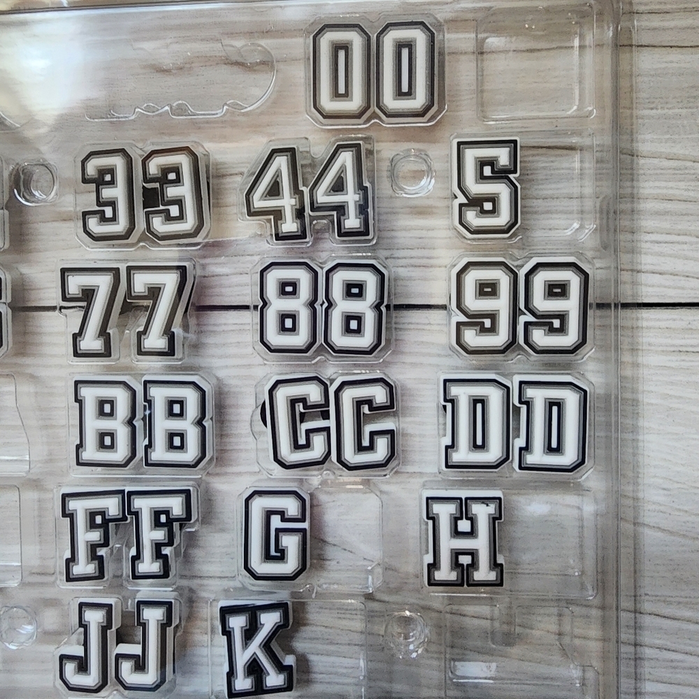 Jibbitz Charms for Crocs Black and White Letters And Numbers Set Of 58 - Picture 3 of 6